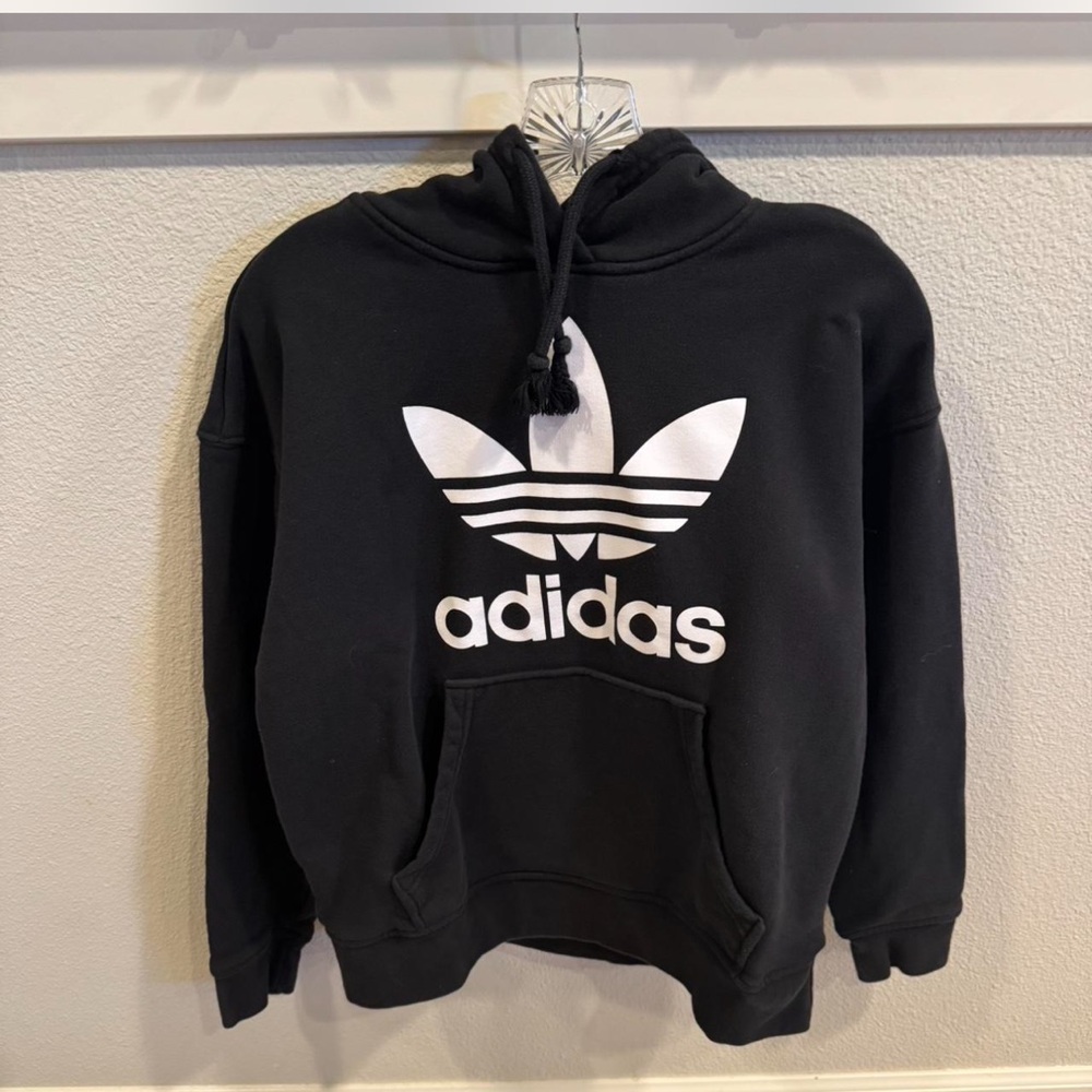 Adidas Black Pullover with White Trefoil Logo